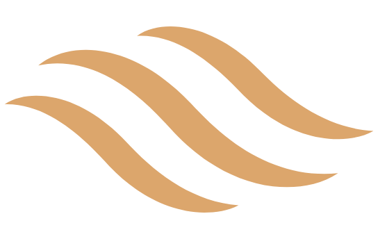 Three wavy lines in a beige color on a white background